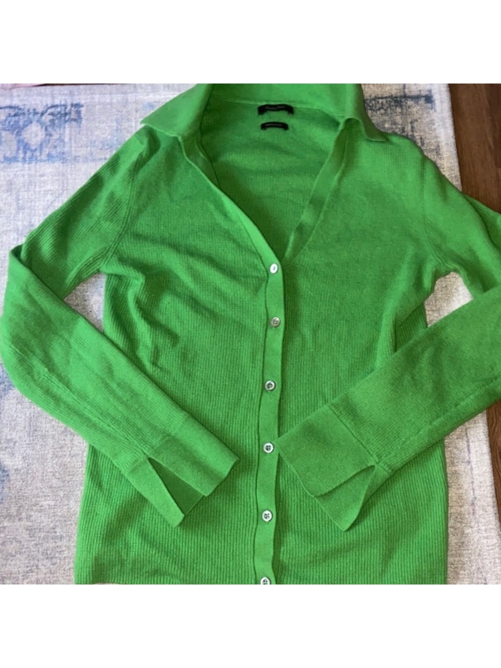 Massimo DUTTI green cashmere blend cardigan sweater - Picture 2 of 6